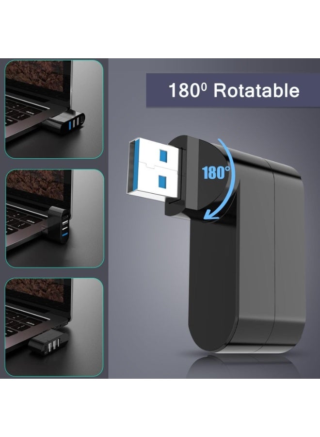 موزع USB 3.0 بأربعة منافذ [قابل للتدوير 90°/180°]، مقسم USB مع 3 منافذ USB-A ومنفذ USB C للطاقة/البيانات، مداعب USB للكمبيوتر المحمول، السيارة، iMac، MacBook Air، MacBook Pro، وغيرها - Image 3